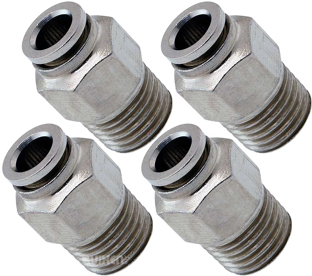 VIXEN AIR VXA7141-4 1/4″ NPT MALE TO PUSH TO CONNECT (PTC) FOR 1/4″ OD HOSE STRAIGHT PNEUMATIC FITTING (4 PACK) image 0