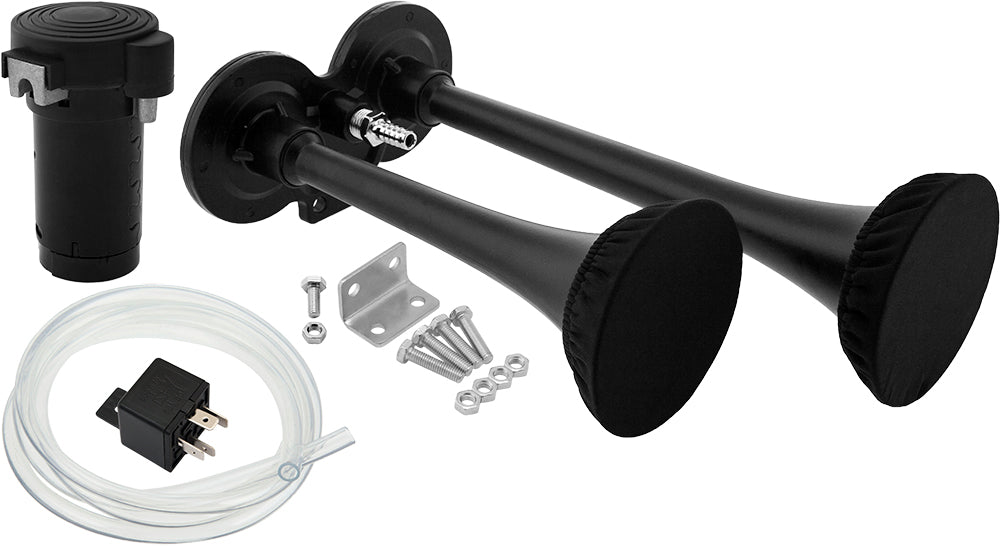 VIXEN HORNS VXH2311B/P DUAL TRUMPET TRAIN AIR HORN KIT WITH COVERS BLACK image 0