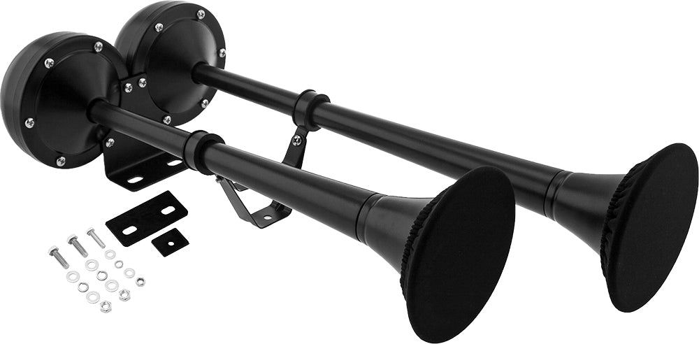 VIXEN HORNS VXH2112MAR-B/P MARINE GRADE STAINLESS STEEL ELECTRIC AIR HORN WITH COVERS BLACK image 0