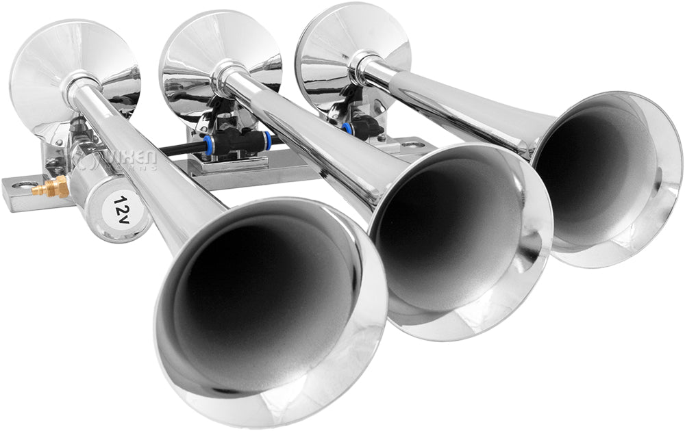 VIXEN HORNS VXO8330APRO/3118C TRIPLE TRUMPET TRAIN AIR HORN CHROME PLATED WITH 3 GALLON ALUMINUM TANK AND 200 PSI COMPRESSOR image 3