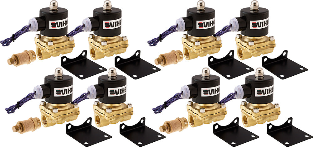 VIXEN AIR VXF2012M-8 12V 1/2" NPT HIGH FLOW ELECTRIC AIR VALVE (8-PACK) WITH FOUR 1/2" FLOW/DUMP CONTROL VALVE image 0