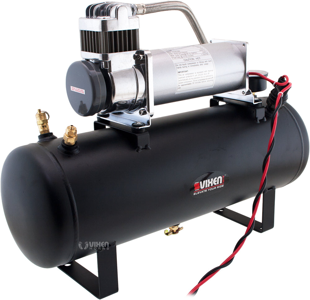 VIXEN HORNS VXO8580/3318B TRIPLE TRUMPET TRAIN AIR HORN BLACK WITH 2.5 GALLON TANK AND 200 PSI COMPRESSOR image 6