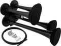 VIXEN HORNS VXH4114B/P FOUR TRUMPET TRAIN AIR HORN WITH COVERS BLACK image 0