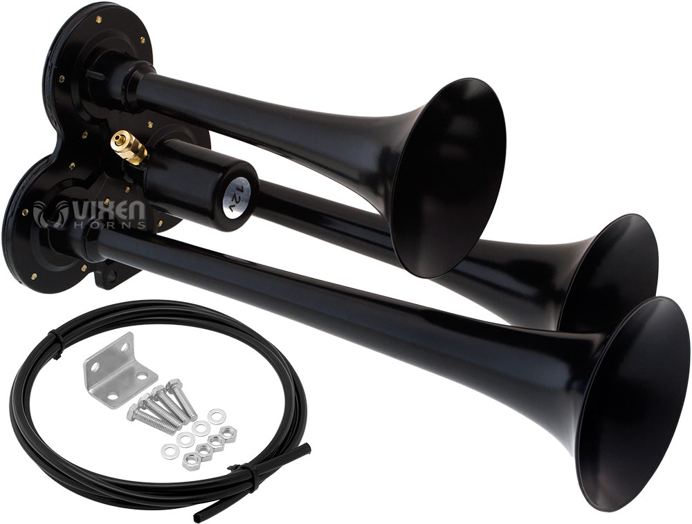 VIXEN HORNS VXH3114LB TRIPLE TRUMPET TRAIN AIR HORN BLACK image 0