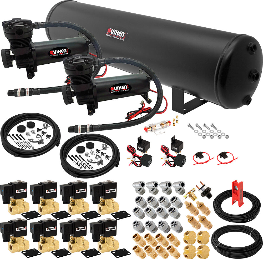 VIXEN AIR VXX3805H/4852DB AIR SUSPENSION KIT FOR TRUCK/CAR BAG/AIR RIDE/SPRING. ON BOARD SYSTEM, DUAL 200PSI COMPRESSOR, 5 GALLON TANK image 0