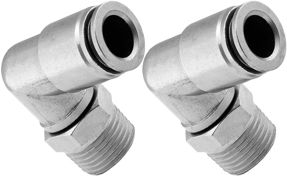 VIXEN AIR VXA2323-2 3/8" NPT MALE TO PUSH TO CONNECT (PTC) FOR 3/8" OD HOSE SWIVEL ELBOW (2 PACK) image 0