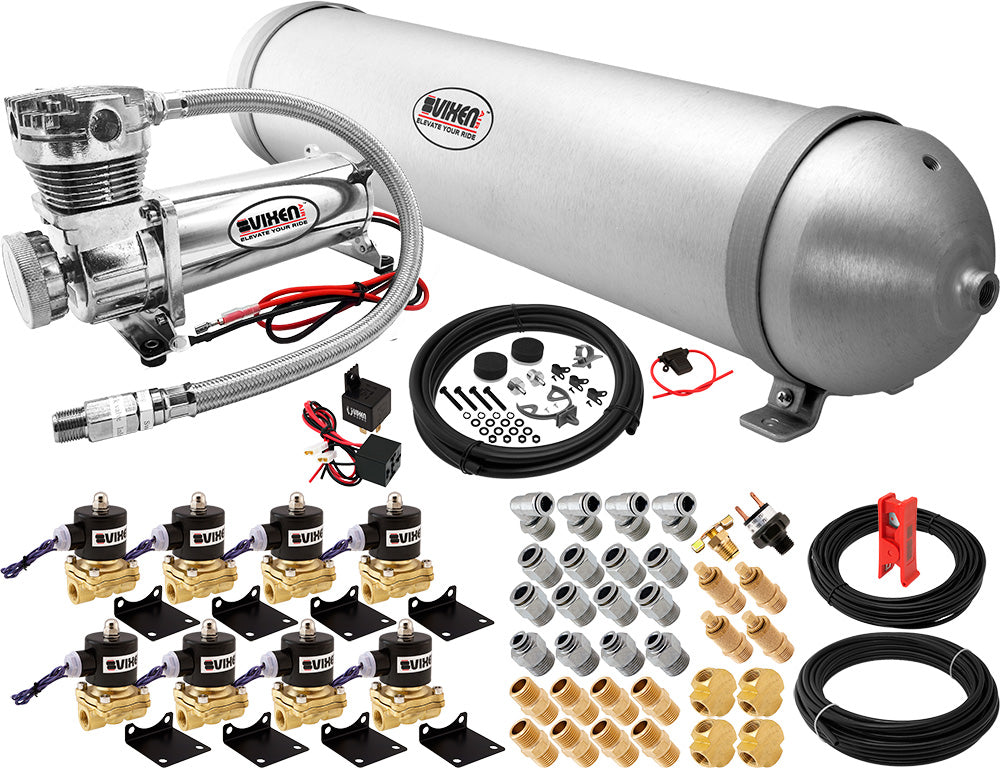 VIXEN AIR VXX3804H/4850C AIR SUSPENSION KIT FOR TRUCK/CAR BAG/AIR RIDE/SPRING. ON BOARD SYSTEM, 200PSI COMPRESSOR, 5 GALLON ALUMINUM TANK image 0