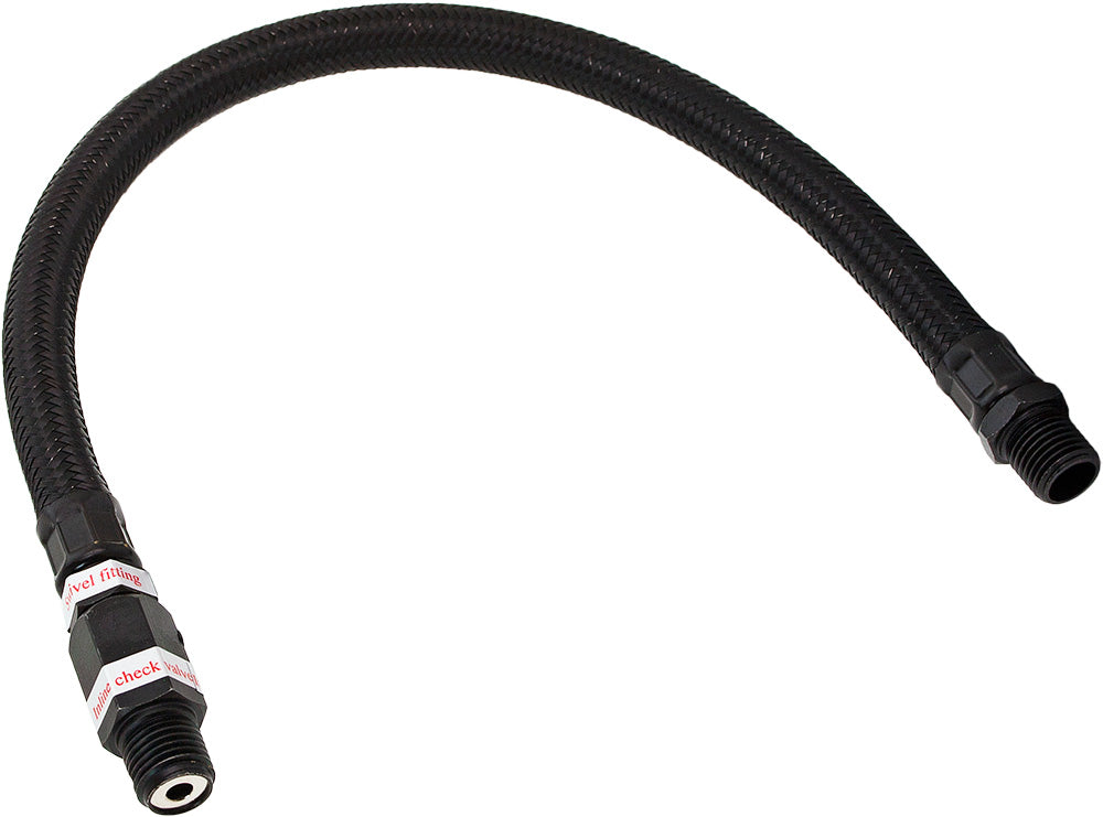 VIXEN HORNS VXA7330B STAINLESS STEEL BRAIDED LEADER HOSE WITH CHECK VALVE 1/4" TO 1/4" MALE NPT 13" BLACK image 0