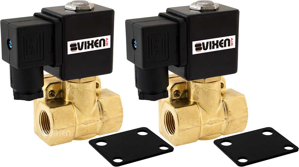 VIXEN AIR VXF4038-2 12V 3/8" NPT HIGH FLOW ELECTRIC AIR VALVE (2-PACK) image 0