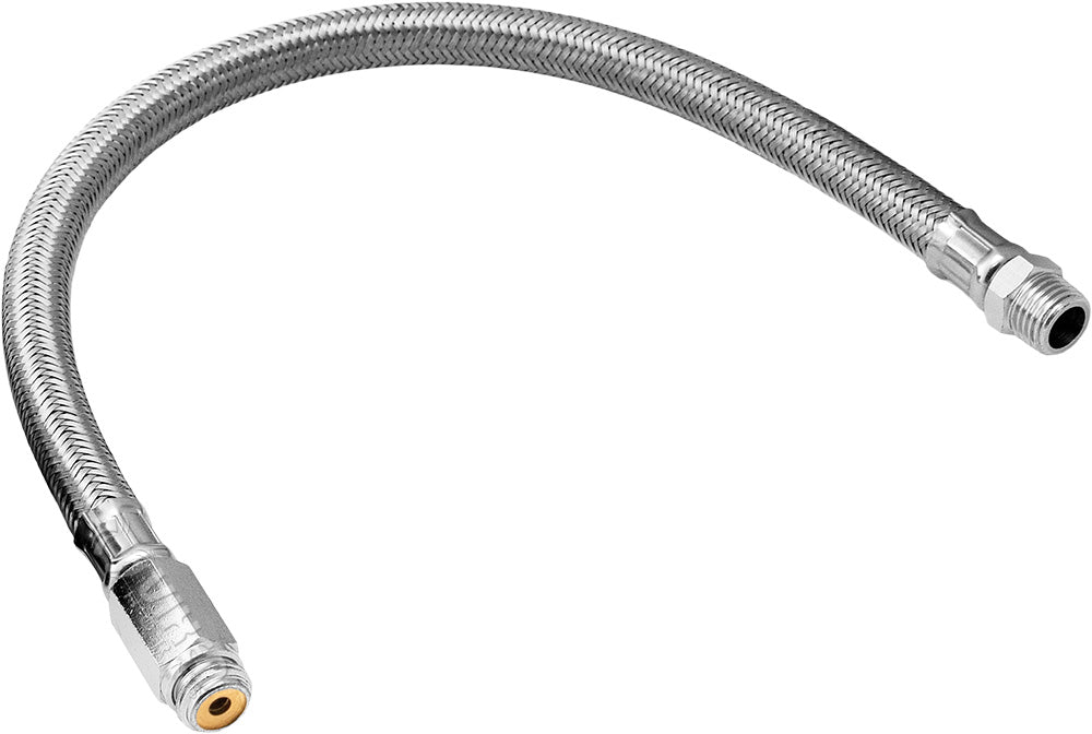 VIXEN HORNS VXA7330 STAINLESS STEEL BRAIDED LEADER HOSE WITH CHECK VALVE 1/4" TO 1/4" MALE NPT 13" CHROME COLOR image 0