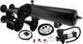 VIXEN HORNS VXO4830AB/4318B QUAD TRUMPET TRAIN AIR HORN BLACK WITH 3 GALLON ALUMINUM TANK AND 200 PSI COMPRESSOR image 0