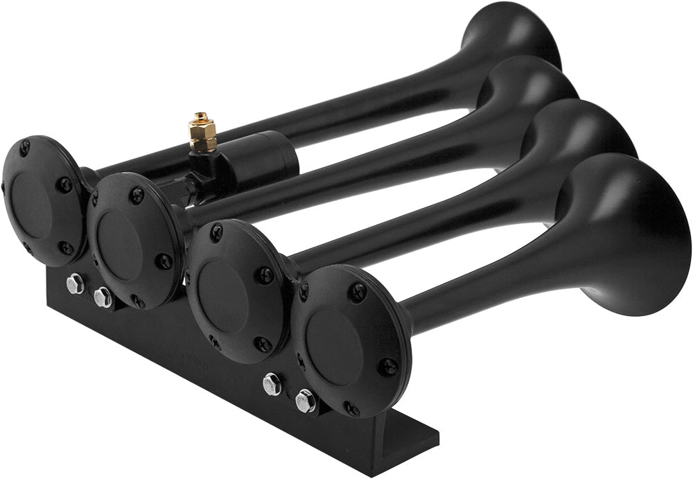 VIXEN HORNS VXO8350/4124XB QUAD TRUMPET TRAIN AIR HORN BLACK WITH 5 GALLON TANK AND 200 PSI COMPRESSOR image 2