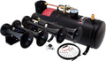 VIXEN HORNS VXO8210/4124B QUAD TRUMPET TRAIN AIR HORN BLACK WITH 1 GALLON TANK AND 150 PSI COMPRESSOR image 0