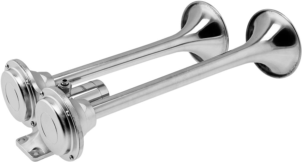 VIXEN HORNS VXH2140SS/P DUAL TRUMPET STAINLESS STEEL TRAIN AIR HORN WITH COVERS CHROME COLOR image 3