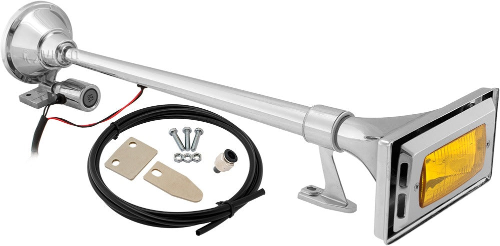 VIXEN HORNS VXH1264Y SEMI TRUCK AIR HORN WITH AMBER LIGHT CHROME PLATED image 0