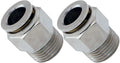 VIXEN AIR VXA7383-2 3/8″ NPT MALE TO PUSH TO CONNECT (PTC) FOR 3/8″ OD HOSE STRAIGHT PNEUMATIC FITTING (2 PACK) image 0
