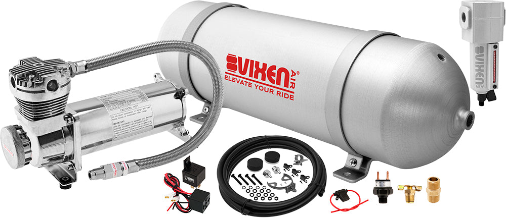 VIXEN AIR VXO4830CF 3 GALLON ALUMINUM AIR TANK WITH 200 PSI AIR COMPRESSOR ONBOARD AIR SYSTEM image 0