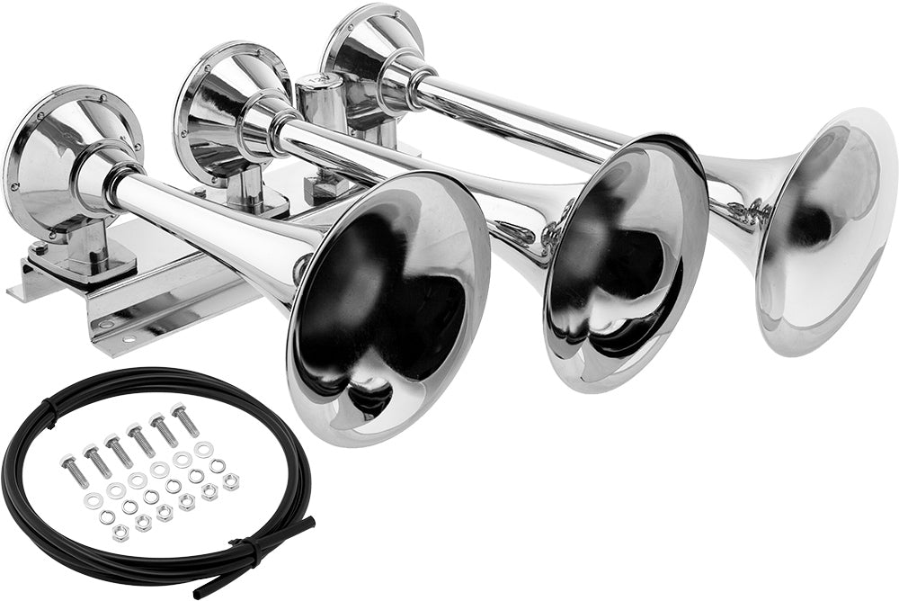 VIXEN HORNS VXH3418C TRIPLE TRUMPET TRAIN AIR HORN CHROME PLATED image 0