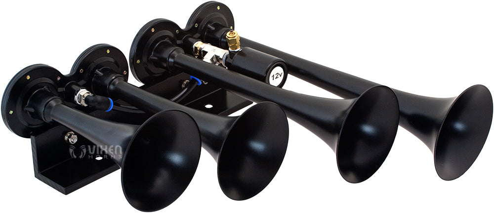 VIXEN HORNS VXPRO8524B QUAD TRUMPET TRAIN AIR HORN BLACK WITH 1.5 GALLON TANK AND 150 PSI COMPRESSOR image 1