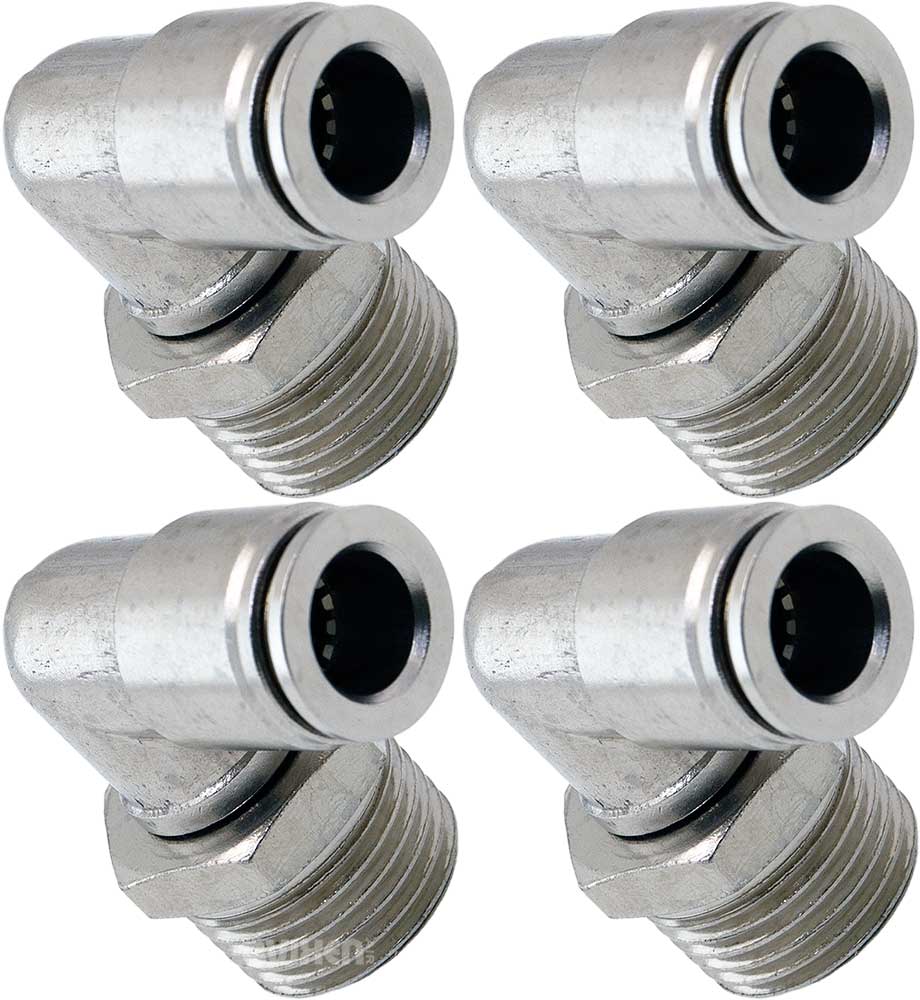 VIXEN AIR VXA2123-4 1/2" NPT MALE TO PUSH TO CONNECT (PTC) FOR 3/8" OD HOSE SWIVEL ELBOW (4 PACK) image 0