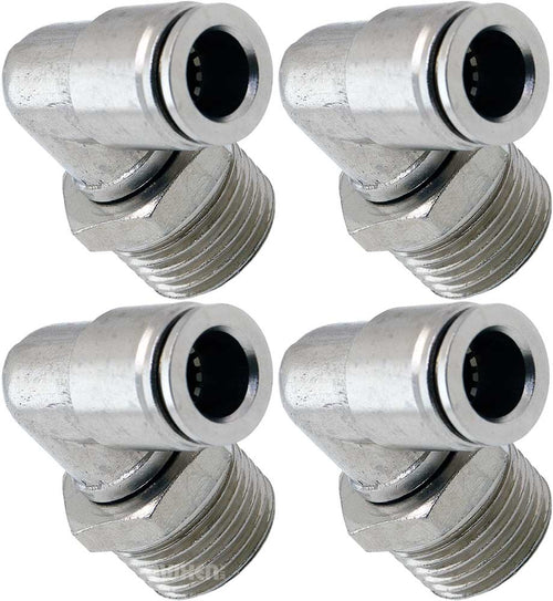 VIXEN AIR VXA2123-4 1/2" NPT MALE TO PUSH TO CONNECT (PTC) FOR 3/8" OD HOSE SWIVEL ELBOW (4 PACK) image 0