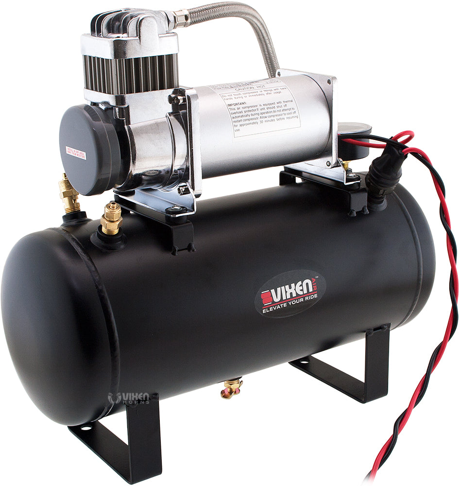 VIXEN HORNS VXO8560/4318B QUAD TRUMPET TRAIN AIR HORN BLACK WITH 2 GALLON TANK AND 150 PSI COMPRESSOR image 6