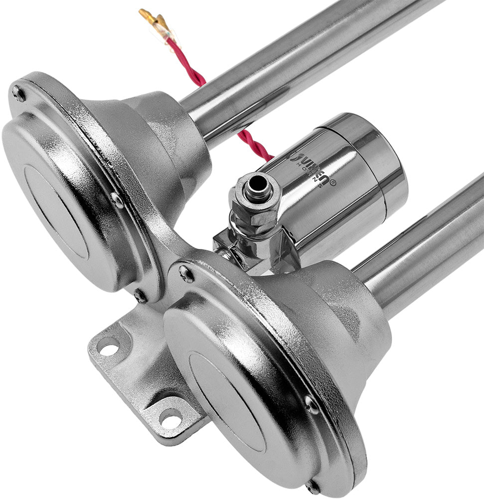 VIXEN HORNS VXH2140SS/P DUAL TRUMPET STAINLESS STEEL TRAIN AIR HORN WITH COVERS CHROME COLOR image 4