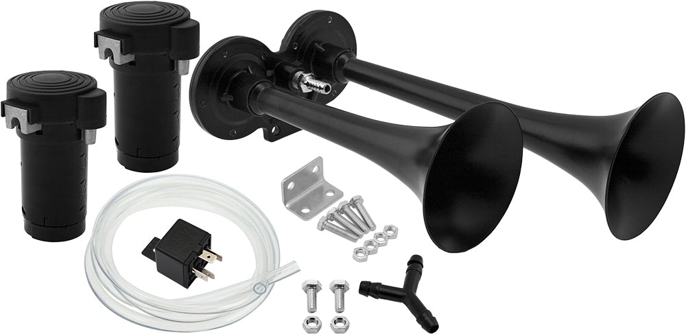 VIXEN HORNS VXH2311DB DUAL TRUMPET TRAIN AIR HORN KIT BLACK image 0