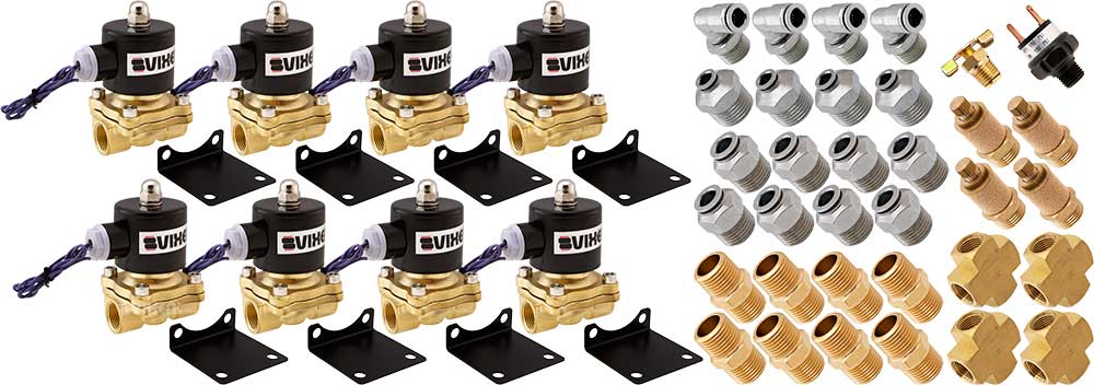 VIXEN AIR VXK1204 1/2" NPT AIR RIDE SUSPENSION HIGH FLOW ELECTRIC AIR VALVES/SOLENOIDS 210 PSI FOUR CORNERS WITH FITTINGS image 0