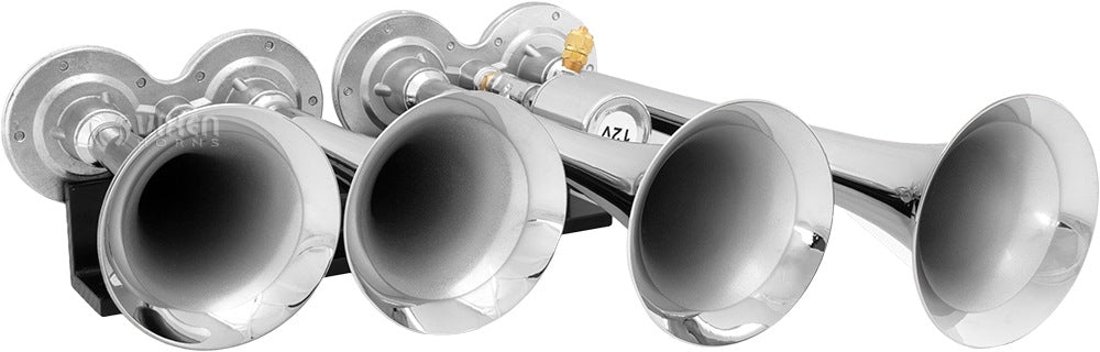 VIXEN HORNS VXO8115/4124C QUAD TRUMPET TRAIN AIR HORN CHROME PLATED WITH 1.5 GALLON TANK AND 150 PSI COMPRESSOR image 3