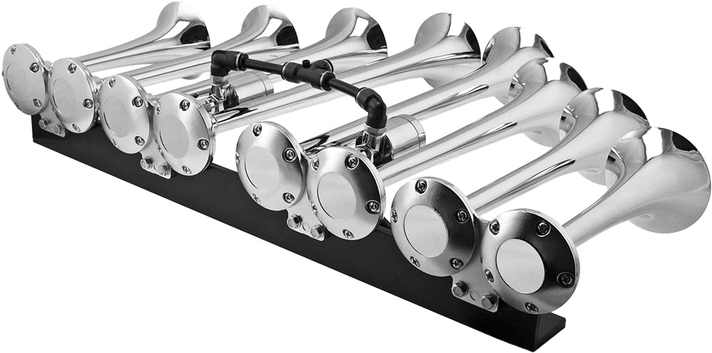 VIXEN HORNS OCTOPOD™ VXO8350DP/8124XC OCTO TRUMPET TRAIN AIR HORN CHROME PLATED WITH 5 GALLON TANK AND DUAL 200 PSI COMPRESSOR image 2