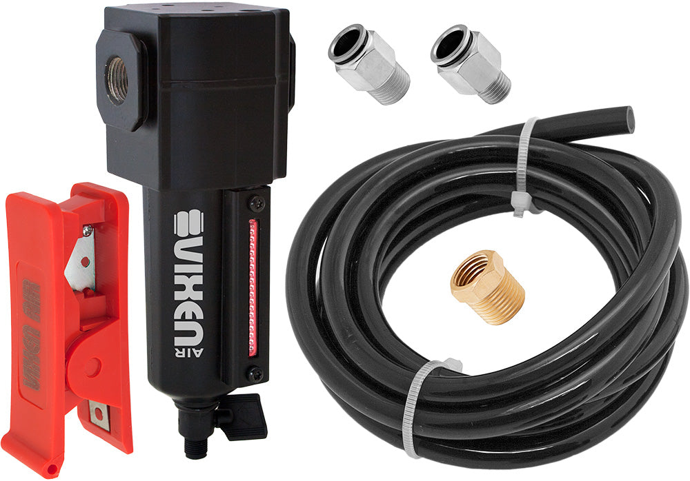 VIXEN AIR VXK3914B 3/8" NPT IN-LINE ALUMINUM AIR FILTER/WATER TRAP KIT BLACK image 0