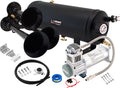 VIXEN HORNS VXO8315/3114B TRIPLE TRUMPET TRAIN AIR HORN BLACK WITH 1.5 GALLON TANK AND 200 PSI COMPRESSOR image 0