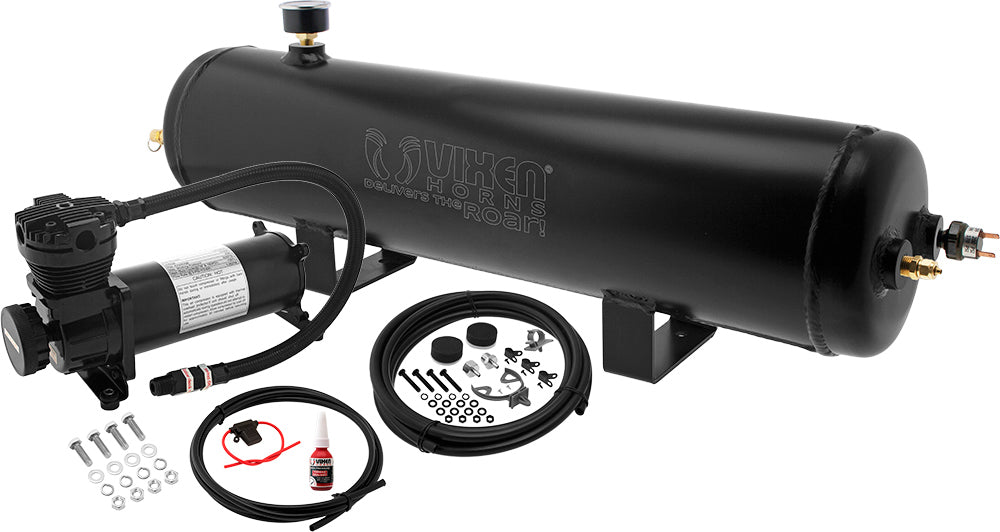VIXEN HORNS VXO4830AB 3 GALLON ALUMINUM AIR TANK WITH 200 PSI AIR COMPRESSOR ONBOARD AIR SYSTEM image 0