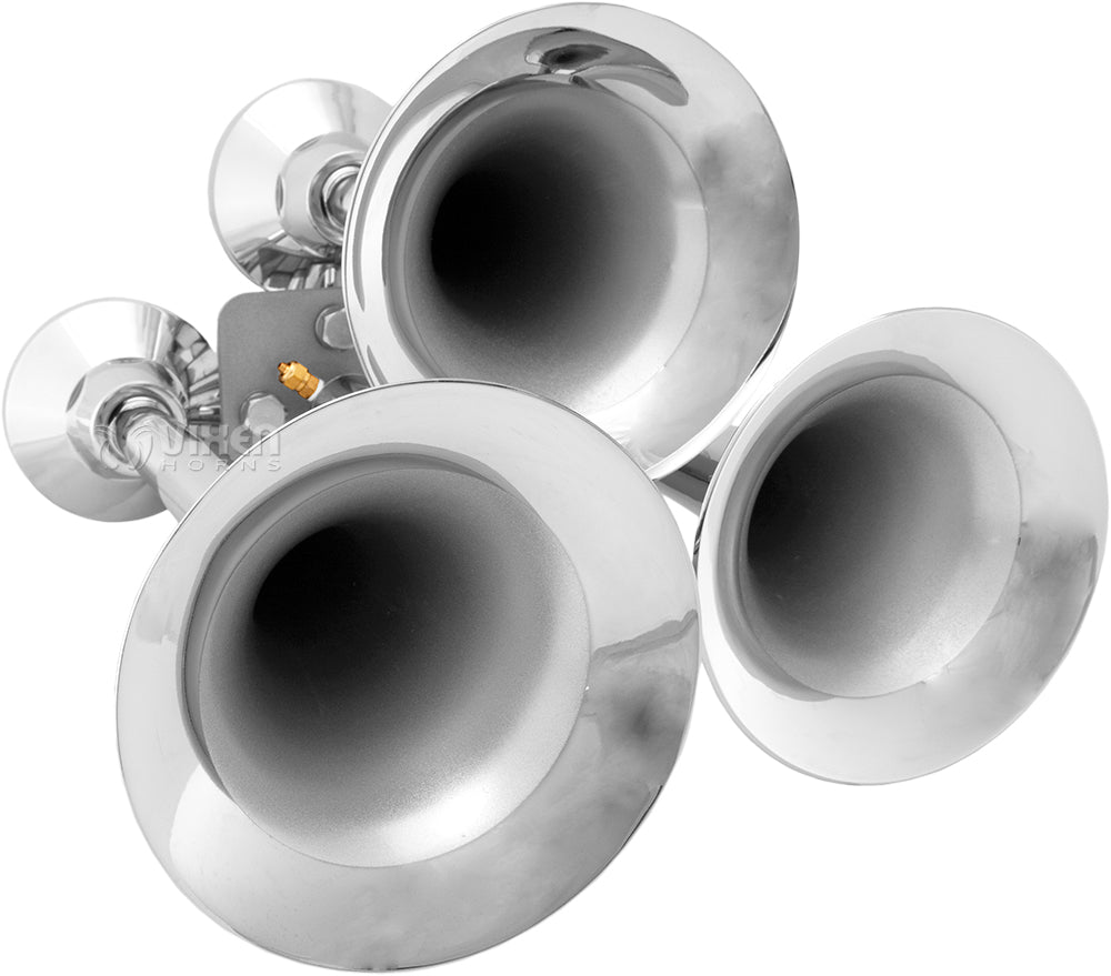 VIXEN HORNS VXO8580/3318C TRIPLE TRUMPET TRAIN AIR HORN CHROME PLATED WITH 2.5 GALLON TANK AND 200 PSI COMPRESSOR image 3