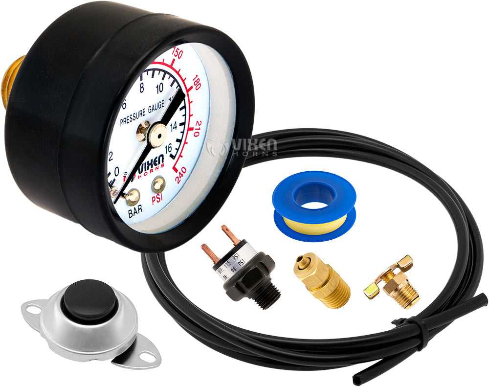 VIXEN HORNS VXO8705/4114 QUAD TRUMPET TRAIN AIR HORN CHROME PLATED WITH 0.5 GALLON TANK AND 150 PSI COMPRESSOR image 8