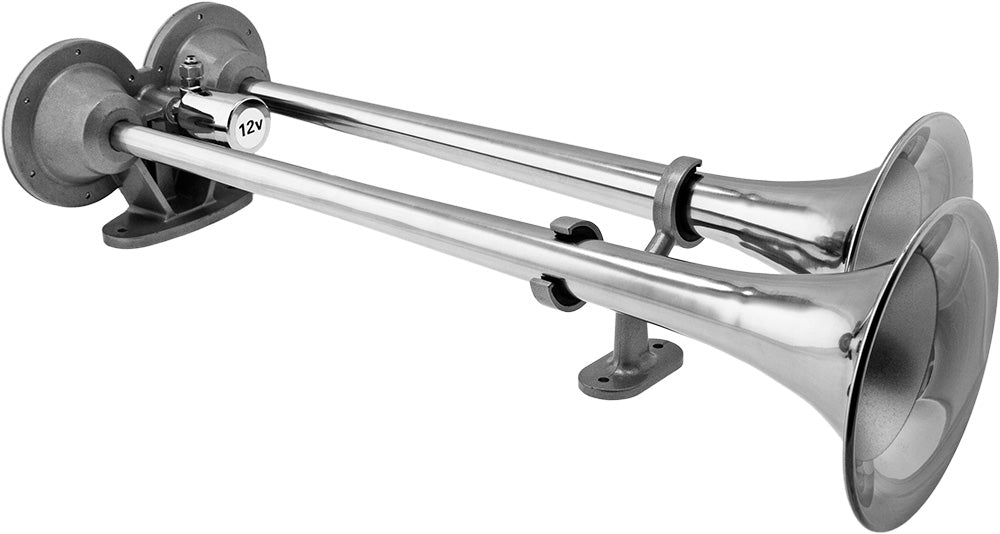 VIXEN HORNS VXH2190SS DUAL TRUMPET STAINLESS STEEL TRAIN AIR HORN CHROME COLOR image 1