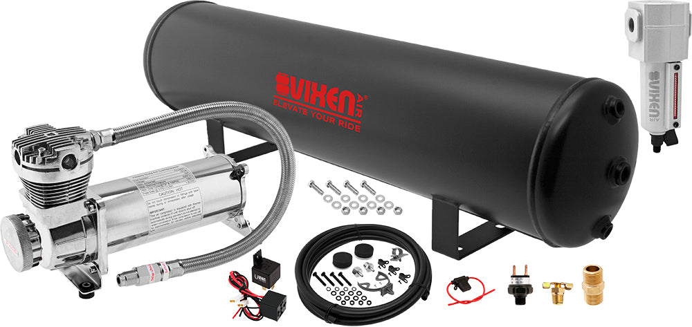 VIXEN AIR VXO4852CF 5 GALLON STEEL AIR TANK WITH 200 PSI AIR COMPRESSOR ONBOARD AIR SYSTEM image 0