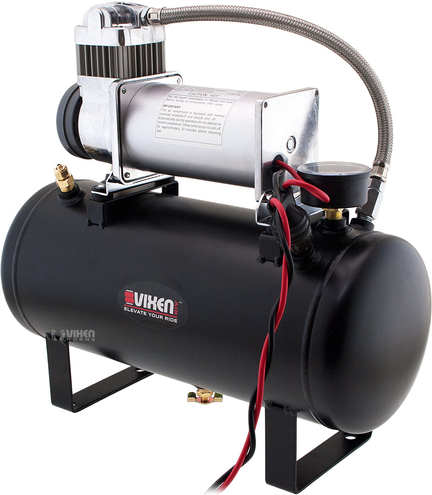 VIXEN HORNS VXO8560/3318C TRIPLE TRUMPET TRAIN AIR HORN CHROME PLATED WITH 2 GALLON TANK AND 150 PSI COMPRESSOR image 4