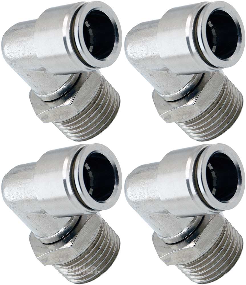 VIXEN AIR VXA2121-4 1/2" NPT MALE TO PUSH TO CONNECT (PTC) FOR 1/2" OD HOSE SWIVEL ELBOW (4 PACK) image 0