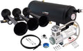 VIXEN HORNS VXO8315/3118B TRIPLE TRUMPET TRAIN AIR HORN BLACK WITH 1.5 GALLON TANK AND 200 PSI COMPRESSOR image 0