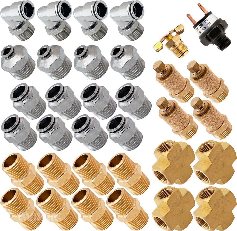 VIXEN AIR VXK1209PB 1/2" NPT AIR RIDE SUSPENSION HIGH FLOW AIR VALVES WITH FOUR AIR SPRINGS, PRESSURE SWITCH, GAUGE DASH PANEL, HOSES AND FITTINGS image 9