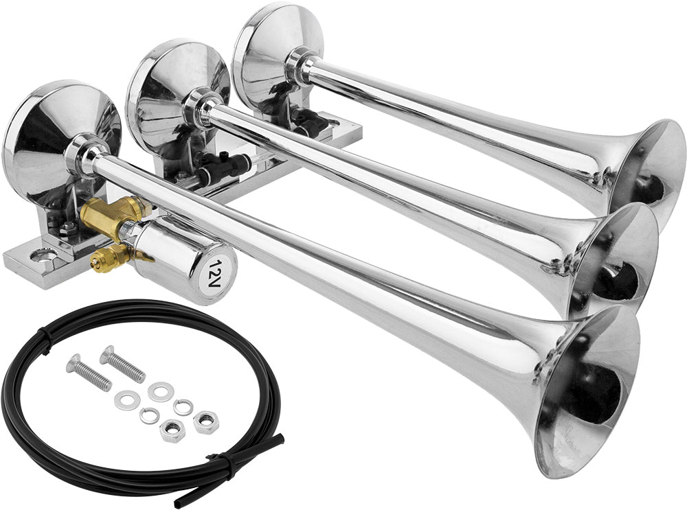 VIXEN HORNS VXH3118 TRIPLE TRUMPET TRAIN AIR HORN CHROME PLATED image 0