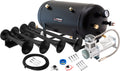 VIXEN HORNS VXO8350/4124XB QUAD TRUMPET TRAIN AIR HORN BLACK WITH 5 GALLON TANK AND 200 PSI COMPRESSOR image 0