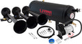 VIXEN HORNS VXO8715B/3118B TRIPLE TRUMPET TRAIN AIR HORN BLACK WITH 1.5 GALLON TANK AND 150 PSI COMPRESSOR image 0
