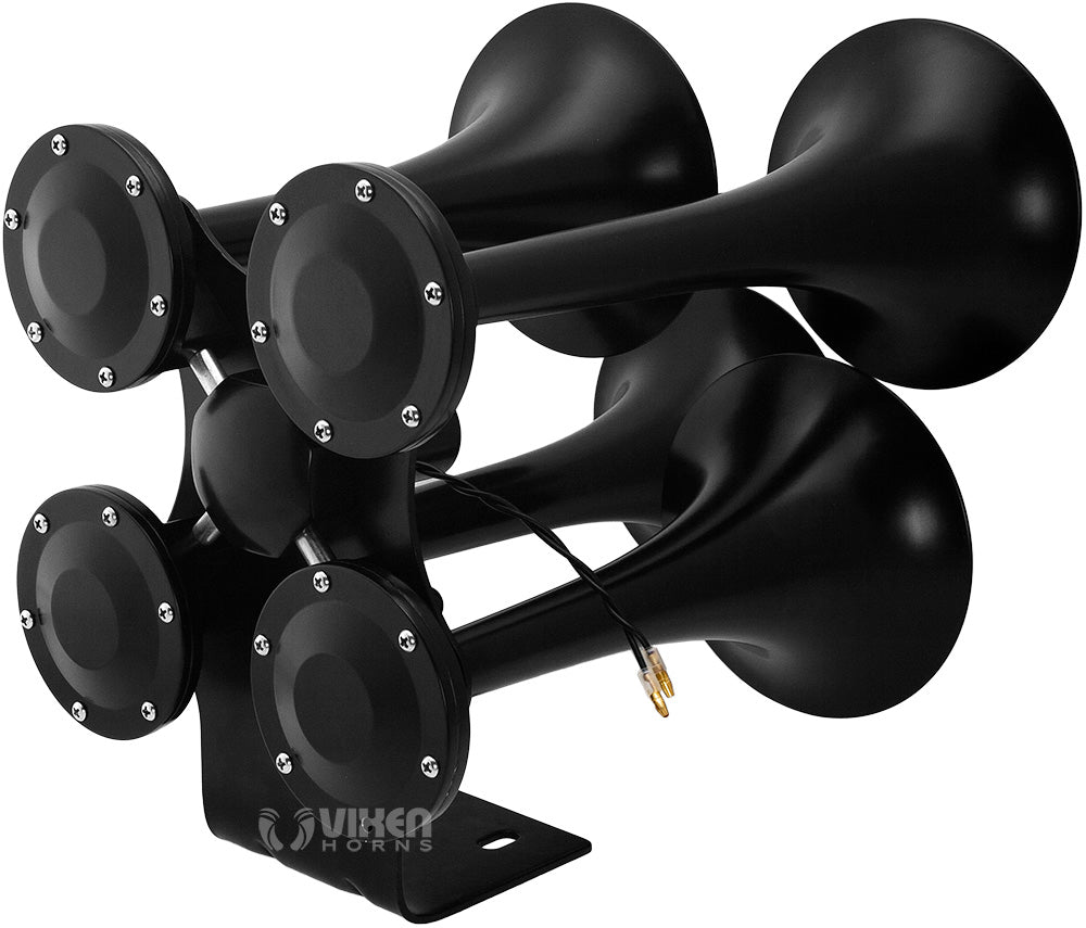 VIXEN HORNS VXO8350/4318B QUAD TRUMPET TRAIN AIR HORN BLACK WITH 5 GALLON TANK AND 200 PSI COMPRESSOR image 2