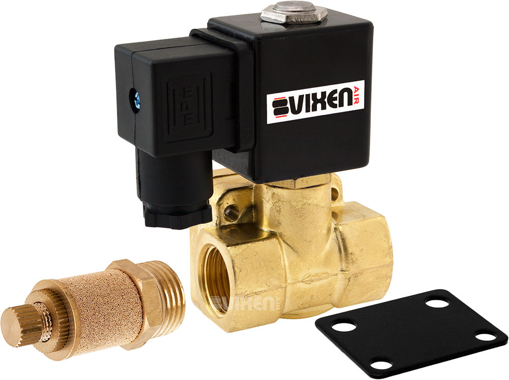 VIXEN AIR VXF4012M 12V 1/2″ NPT HIGH FLOW ELECTRIC AIR VALVE WITH ONE 1/2" FLOW/DUMP CONTROL VALVE image 0
