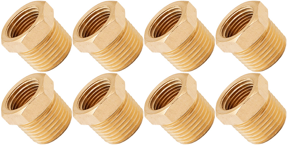 VIXEN HORNS VXA1238-8 1/2" NPT MALE TO 3/8" NPT FEMALE BRASS THREAD REDUCER FITTING (8 PACK) image 0