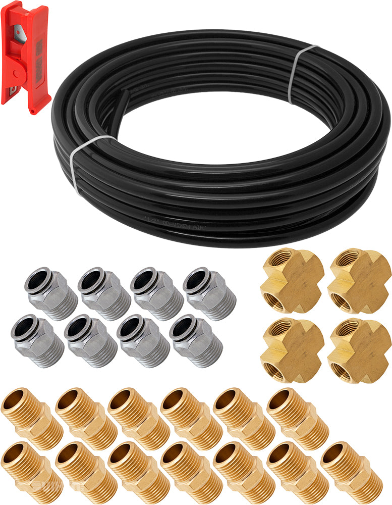 VIXEN AIR VXK1221H SET OF FITTINGS FOR EIGHT 1/2" NPT AIR VALVES USING 1/2" OD AIR LINES image 0