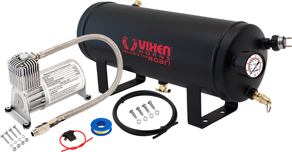 VIXEN HORNS VXO8715 1.5 GALLON AIR TANK WITH 150 PSI AIR COMPRESSOR ONBOARD AIR SYSTEM image 0